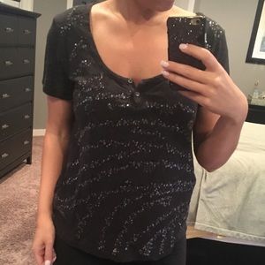 Dark gray sequined t-shirt